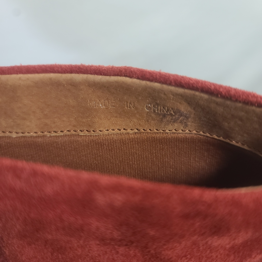Andre Women’s Red Leather Suede Block Heel Boots Size 7.5 (38 Euro) - Picture 6 of 15